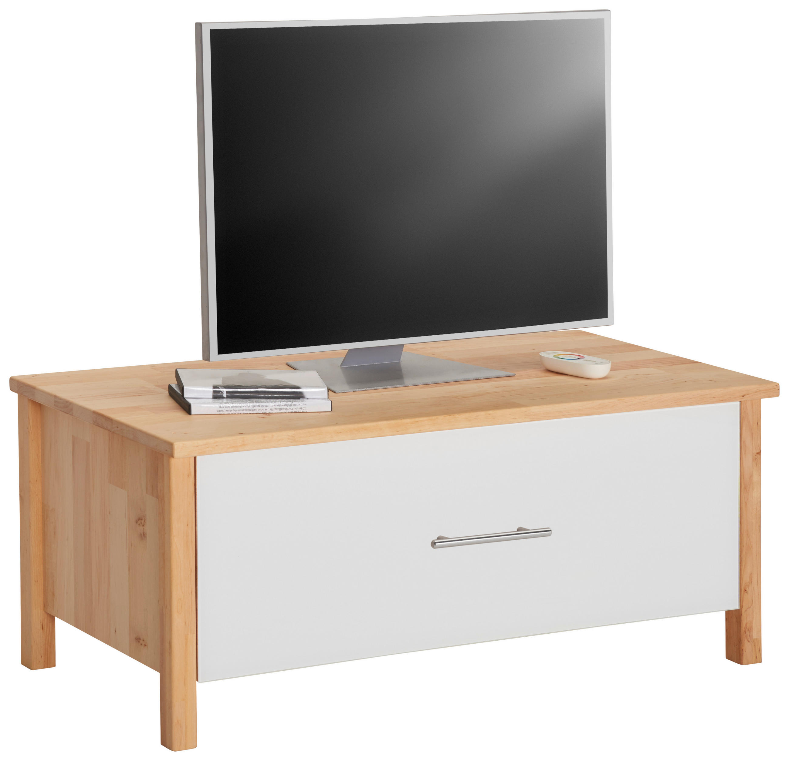 TV-ELEMENT  in 96/40/46 cm  - Chromfarben/Weiss, Natur, Glas/Holz (96/40/46cm) - Linea Natura