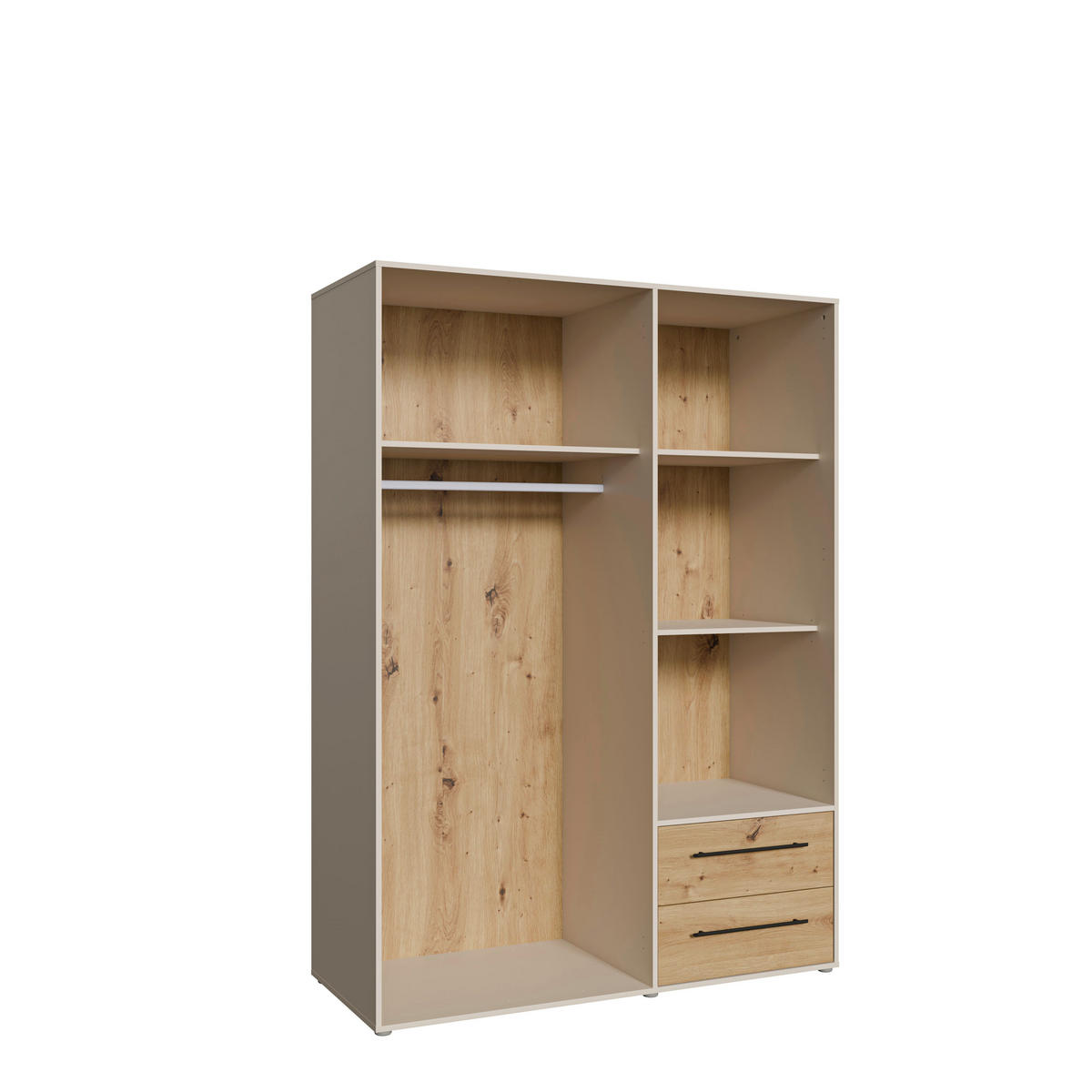 KLEIDERSCHRANK 144/200/59 cm,  in Sandfarben, Eiche Artisan, 3 Tür(en)  - Sandfarben/Schwarz, KONVENTIONELL, Holzwerkstoff/Kunststoff (144/200/59cm) - Milino