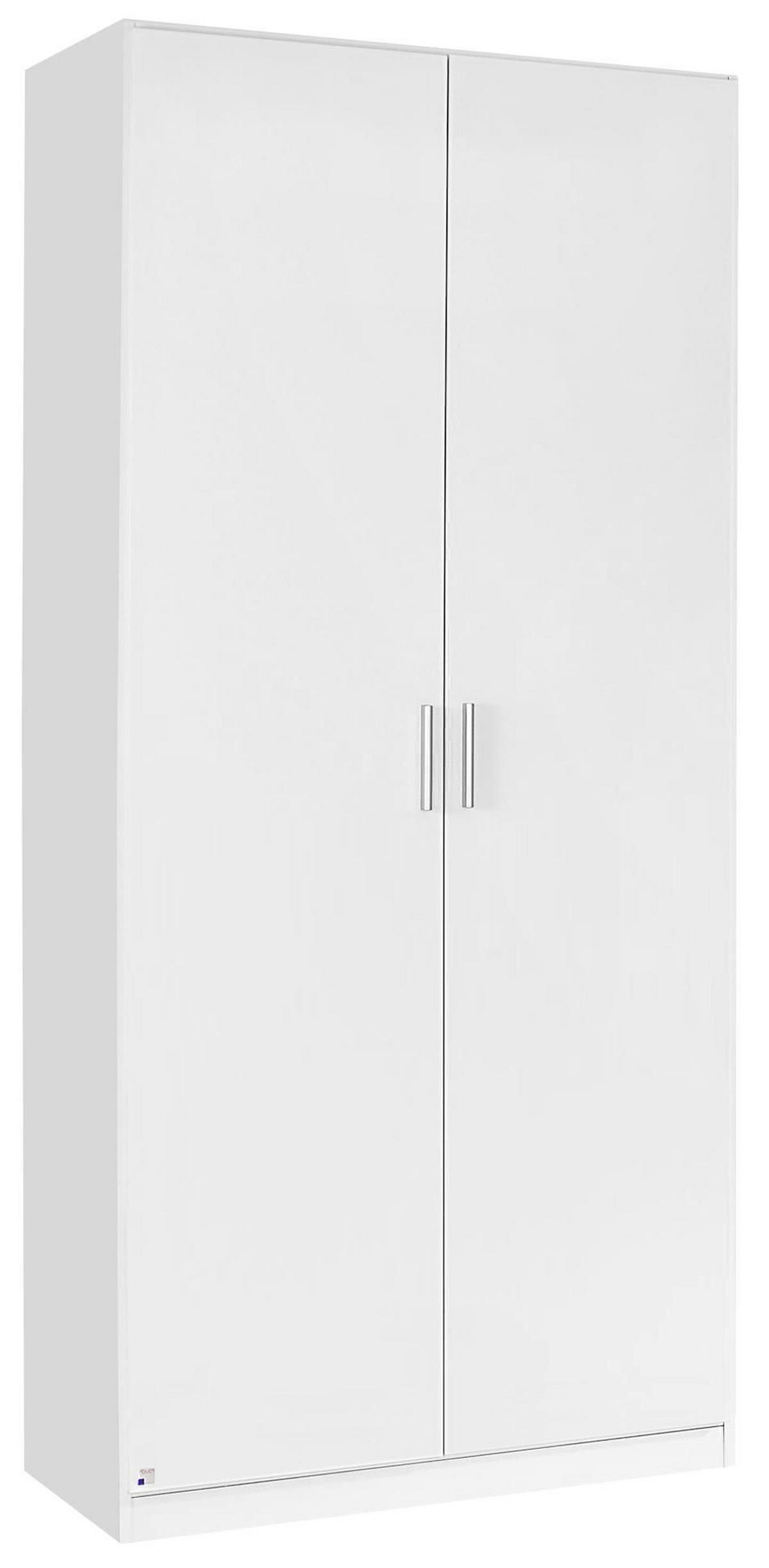 GARDEROB MED GÅNGJÄRN 91/210/54 cm 2-dörrar - vit/aluminiumfärg, Design, trämaterial/plast (91/210/54cm) - Carryhome