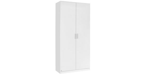 DREHTÜRENSCHRANK 91/210/54 cm 2-türig Weiß, Weiß Hochglanz - Weiß Hochglanz/Alufarben, Design, Holzwerkstoff/Kunststoff (91/210/54cm) - Carryhome
