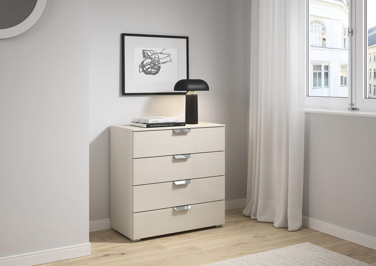 KOMMODE  in 80/81/42 cm  - Chromfarben/Champagner, Design, Glas/Holzwerkstoff (80/81/42cm) - Carryhome