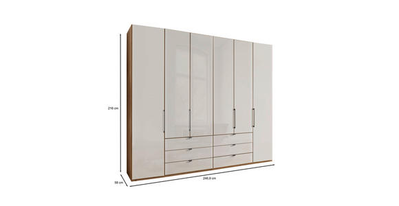 DREHTÜRENSCHRANK 250/216/58 cm,  in Weiß, Eiche Bianco, 6-türig  - Schieferfarben/Eiche Bianco, KONVENTIONELL, Glas/Holzwerkstoff (250/216/58cm) - Dieter Knoll