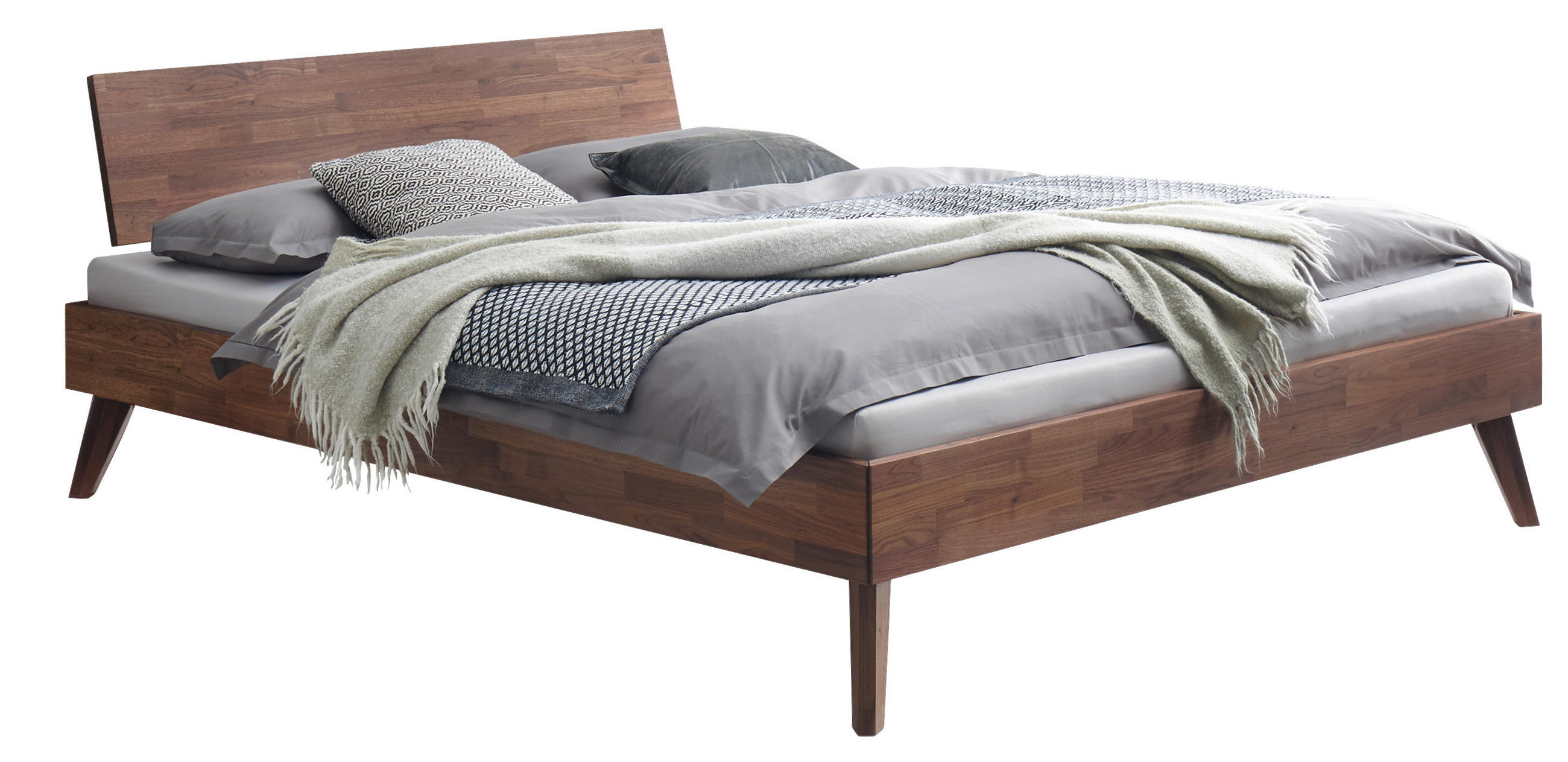 BETT 200/200 cm,  in Nussbaumfarben,  - Nussbaumfarben, Natur, Holz (200/200cm) - Hasena
