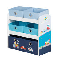 KINDERREGAL roba Rennfahrer Türkis, Weiß, Hellblau, Dunkelblau  - Türkis/Weiß, Basics, Holzwerkstoff/Textil (63,5/60/30cm) - Roba