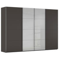 SCHWEBETÜRENSCHRANK 316/235/68 cm 4-türig Graphitfarben, Grau  - Chromfarben/Graphitfarben, KONVENTIONELL, Glas/Holzwerkstoff (316/235/68cm) - Novel