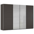 SCHWEBETÜRENSCHRANK 316/235/68 cm 4-türig Graphitfarben, Grau  - Chromfarben/Graphitfarben, KONVENTIONELL, Glas/Holzwerkstoff (316/235/68cm) - Novel