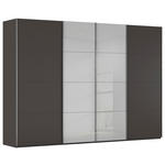 SCHWEBETÜRENSCHRANK 316/235/68 cm 4-türig Graphitfarben, Grau  - Chromfarben/Graphitfarben, KONVENTIONELL, Glas/Holzwerkstoff (316/235/68cm) - Novel