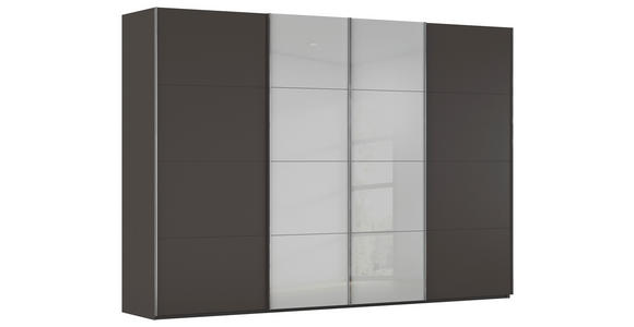 SCHWEBETÜRENSCHRANK 316/235/68 cm 4-türig Graphitfarben, Grau - Chromfarben/Graphitfarben, KONVENTIONELL, Glas/Holzwerkstoff (316/235/68cm) - Novel