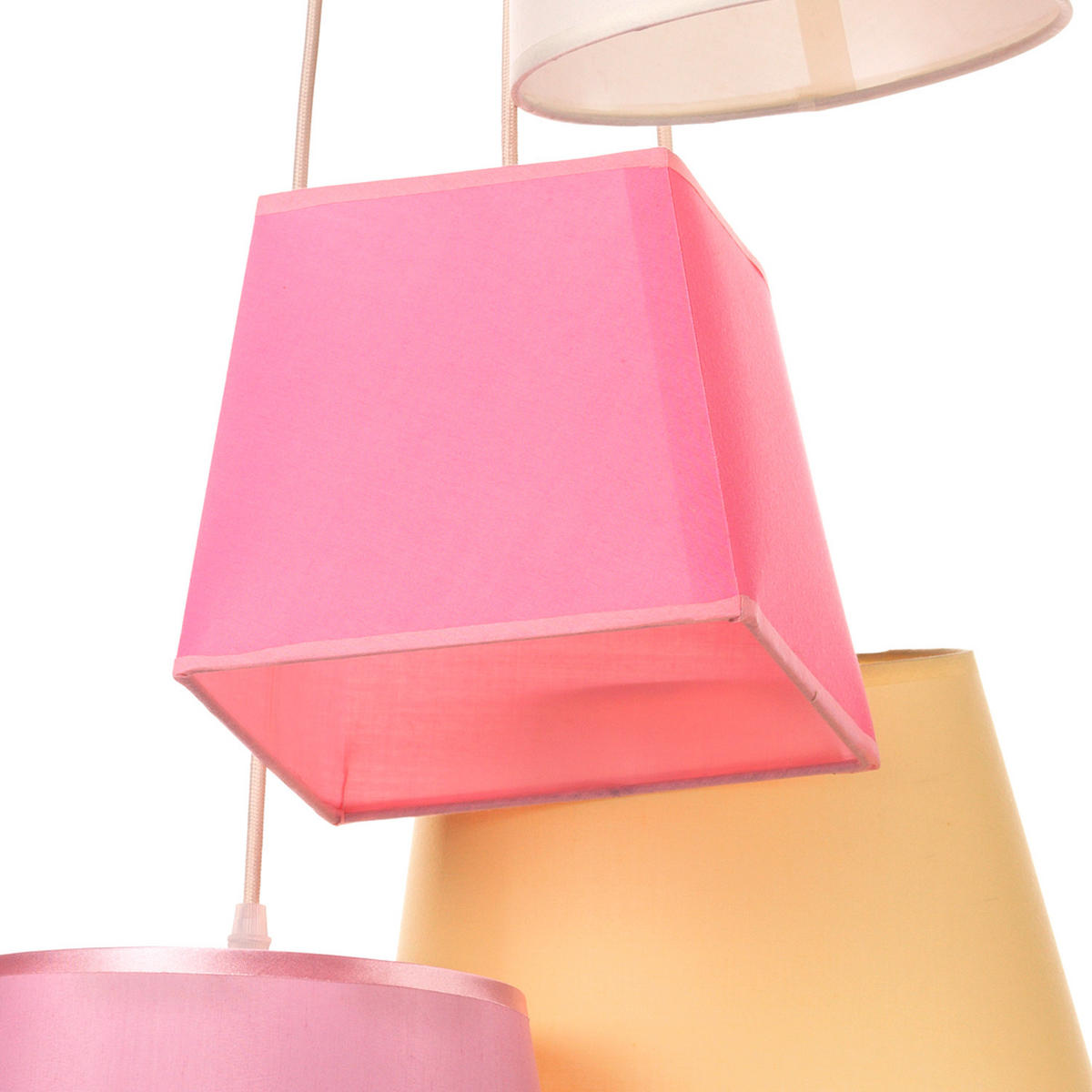 ZÁVĚSNÉ SVÍTIDLO, 55/100 cm  - bílá/pink, Trend, kov/textil (55/100cm)