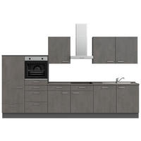 KÜCHENBLOCK 360 cm   in Schieferfarben  - Schieferfarben/Edelstahlfarben, MODERN, Holzwerkstoff/Metall (360cm) - Nobilia