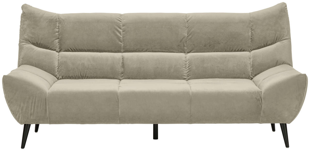 3-SITZER-SOFA in Mikrofaser Creme  - Creme/Schwarz, Design, Textil/Metall (222/106/99cm) - Xora