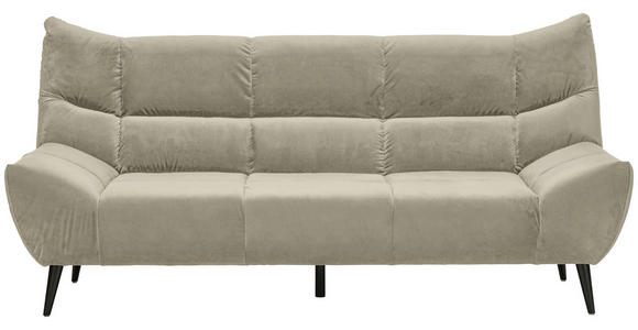 3-SITZER-SOFA Mikrofaser Creme  - Creme/Schwarz, Design, Textil/Metall (224/106/101cm) - Xora