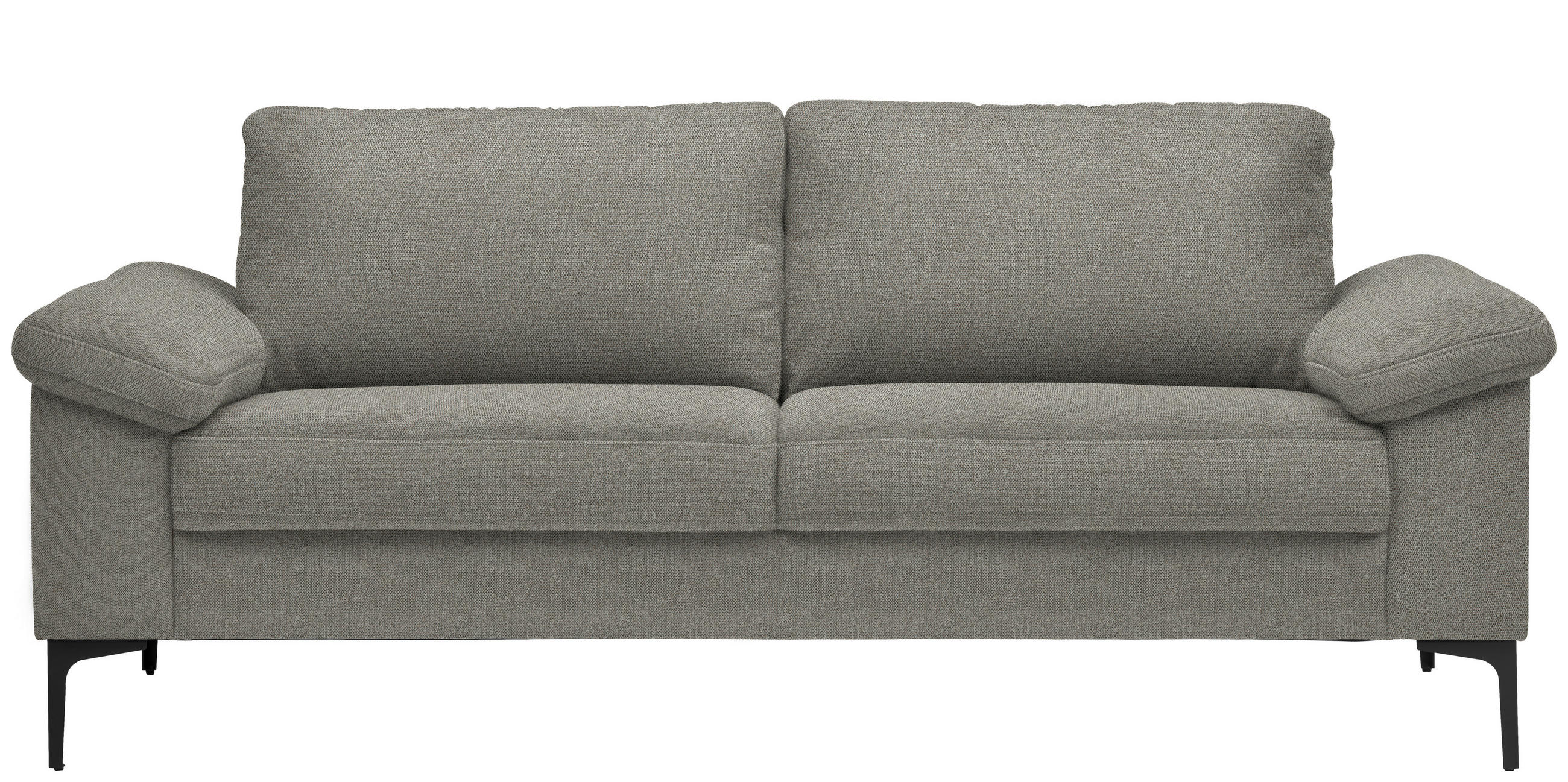 2,5-SITZER in Flachgewebe Graubraun  - Graubraun/Schwarz, Design, Textil/Metall (206/86/97cm) - Pure Home Lifestyle