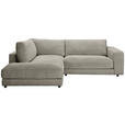 ECKSOFA in Cord Graubraun  224/265 cm  - Graubraun/Schwarz, Design, Kunststoff/Textil (224/265cm) - Hom`in