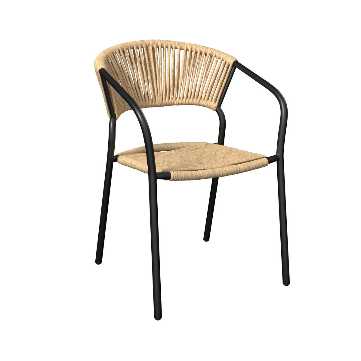 STAPELSESSEL in Metall, Kunststoff Anthrazit, Naturfarben  - Anthrazit/Naturfarben, MODERN, Kunststoff/Metall (55/78/55cm) - Ambia Garden