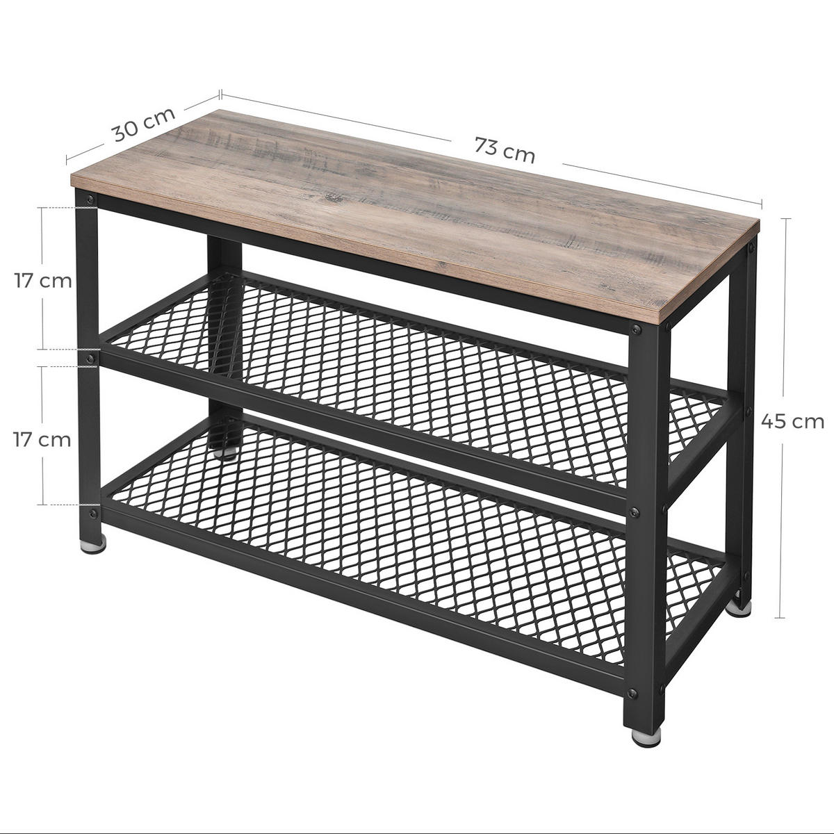 REGÁL NA TOPÁNKY, čierna, sivobéžová, 73/45/30 cm - čierna/sivá, Trend, kov/kompozitné drevo (73/45/30cm) - Boxxx