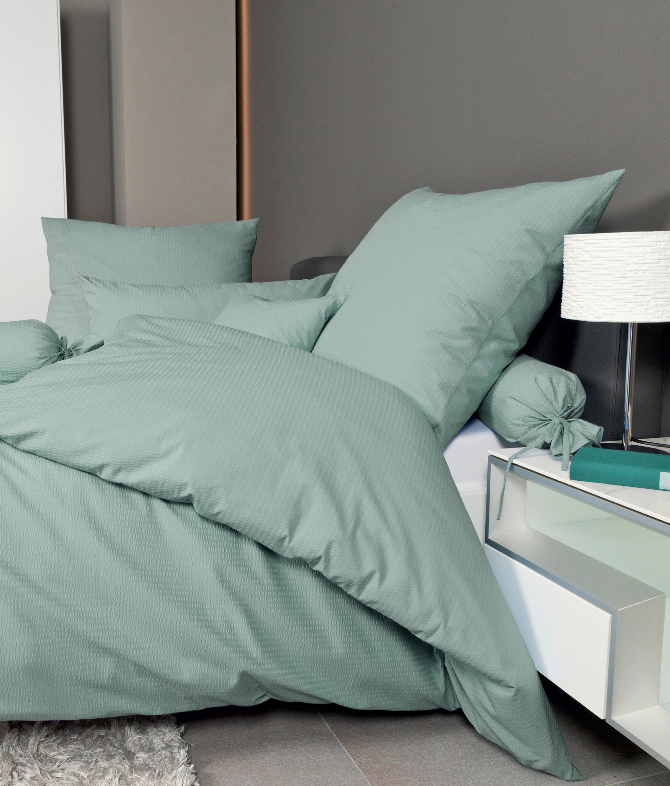 BETTWÄSCHE Seersucker 135/200 cm  - Jadegrün, Basics, Textil (135/200cm) - Janine