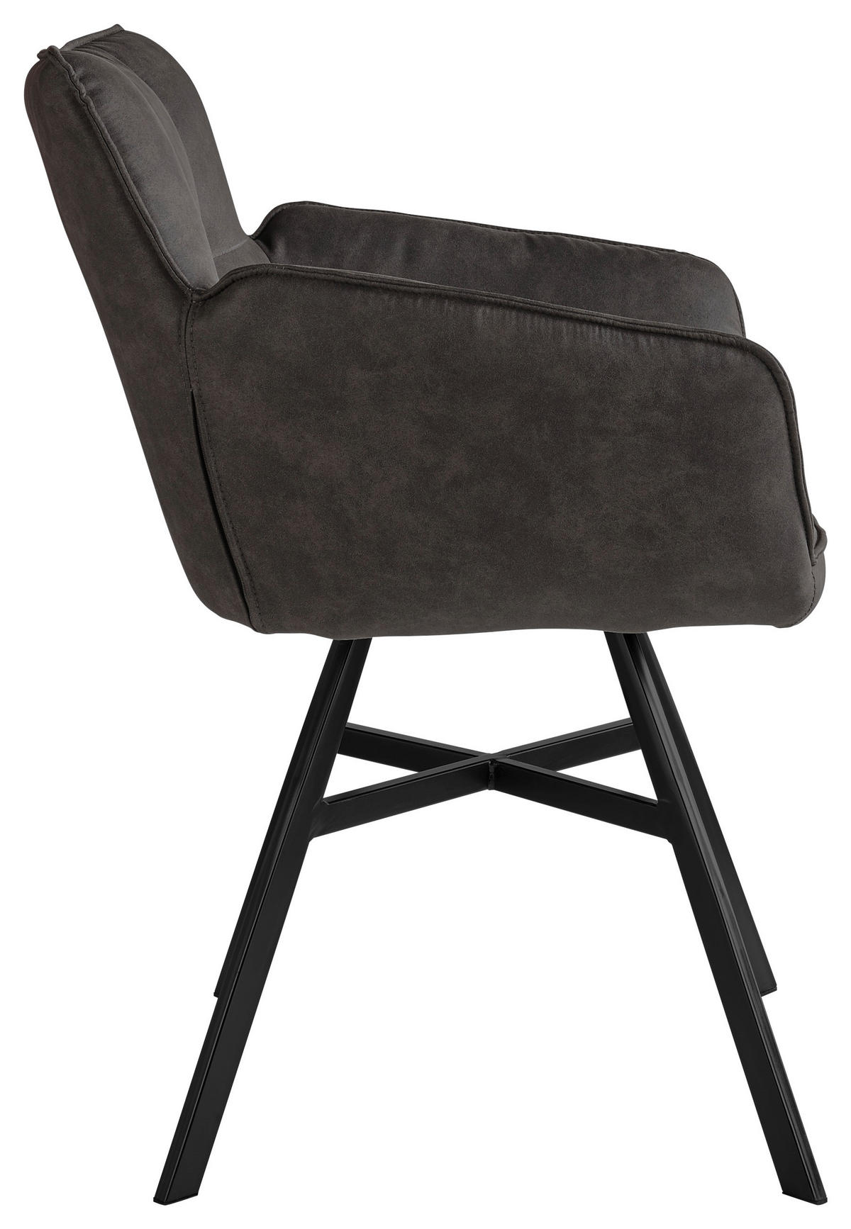 ŽIDLE S PODRUČKAMI, mikrovlákno, šedá - šedá/černá, Design, kov/textil (60/84/65cm) - SetOne by Musterring