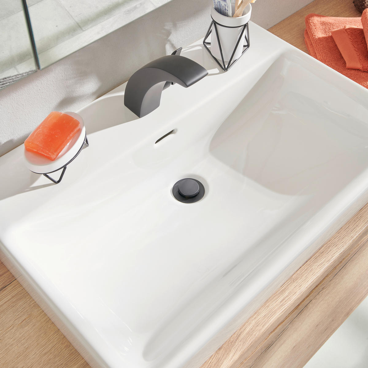 BADEZIMMER  in 180 cm  - Edelstahlfarben/Eichefarben, KONVENTIONELL, Glas/Holzwerkstoff (180cm) - Moderano