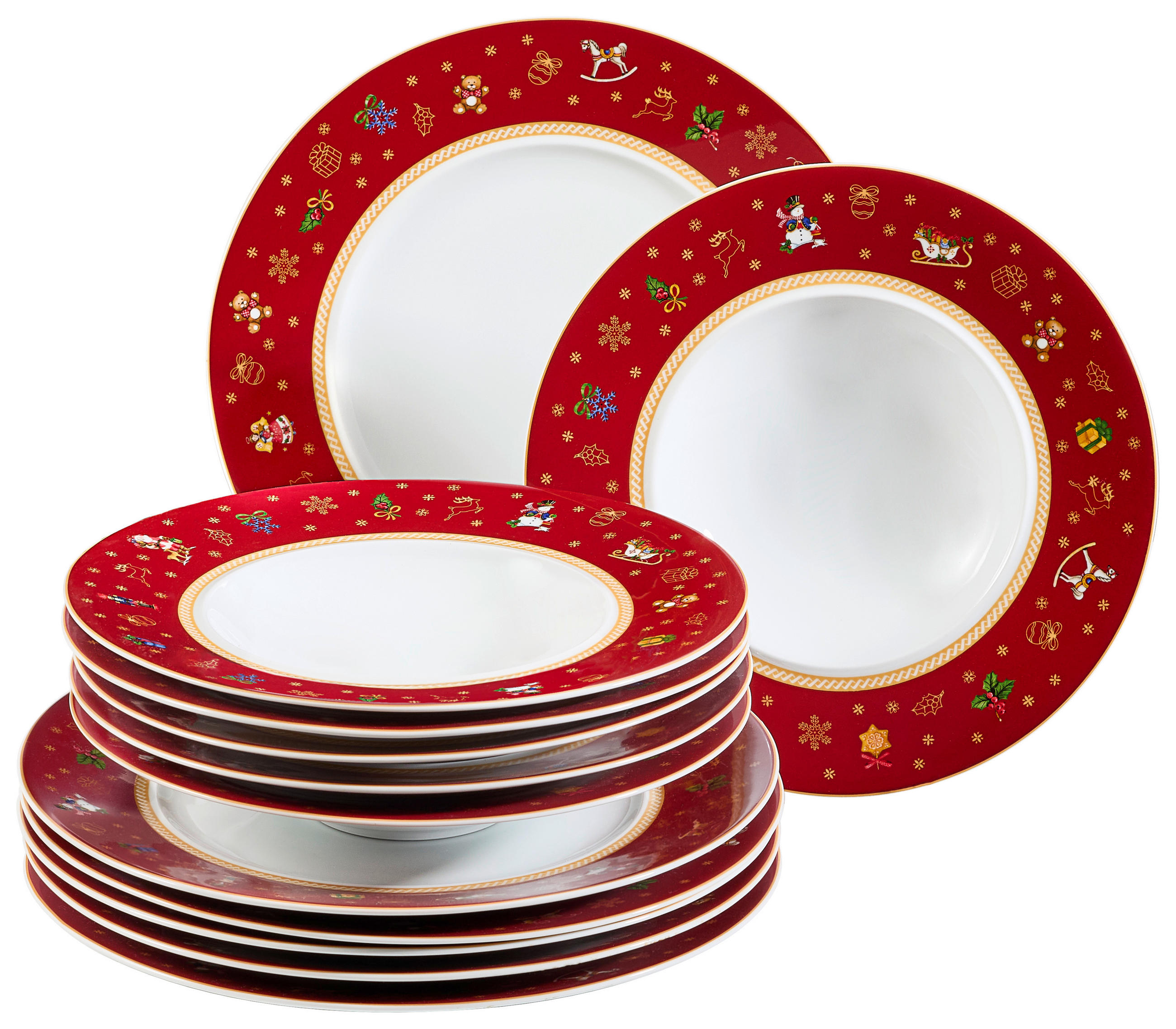 SERVIS CHRISTMAS TOYS 12 delar  - röd, Klassisk, keramik - X-Mas