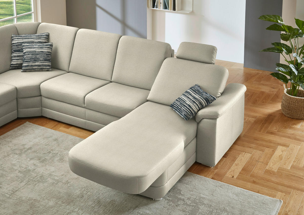 WOHNLANDSCHAFT  in Chenille Silberfarben  - Silberfarben/Alufarben, KONVENTIONELL, Holz/Textil (235/329/160cm) - Beldomo Comfort