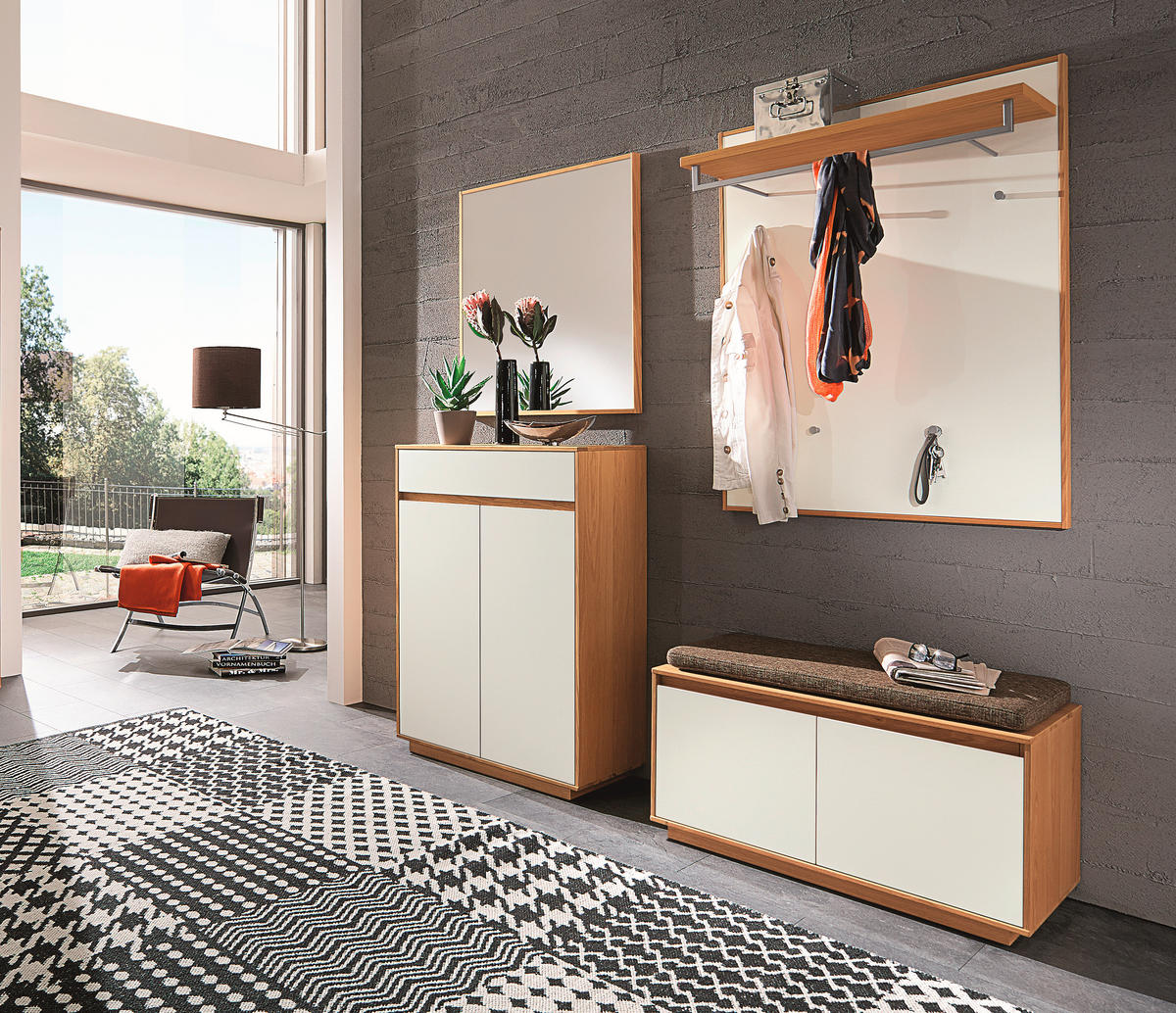 GARDEROBE 5-teilig  in 165/195/40 cm  - Hellbraun/Eichefarben, Basics, Glas/Holz (165/195/40cm) - Novel