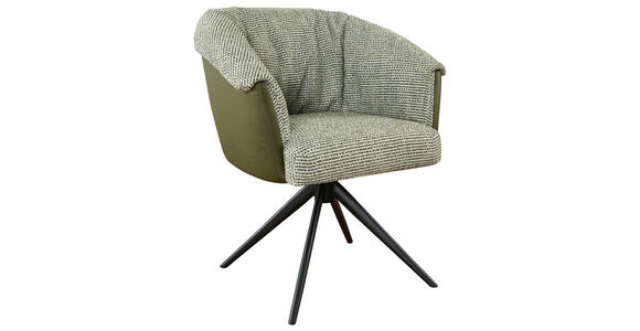 ARMLEHNSTUHL  Stoffauswahl, Sitzfläche 180° drehbar Webstoff  - Schwarz/Grün, Design, Textil/Metall (69/80/68cm) - Novel