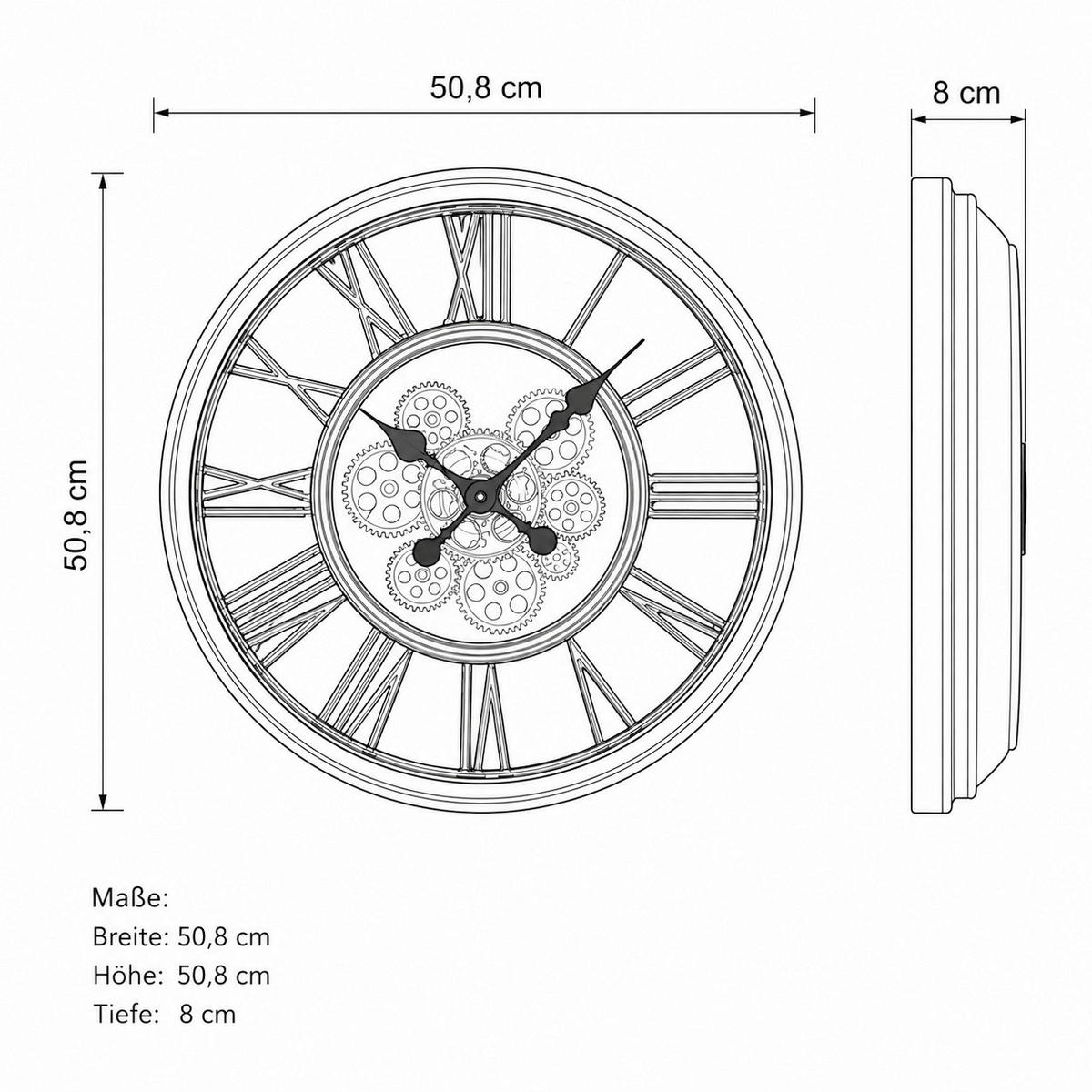 WANDUHR Ophelia Schwarz  - Schwarz, Design, Glas/Kunststoff (50,8/50,cm)