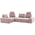 ECKSOFA in Velours Altrosa  - Schwarz/Altrosa, Design, Kunststoff/Textil (236/326cm) - Xora