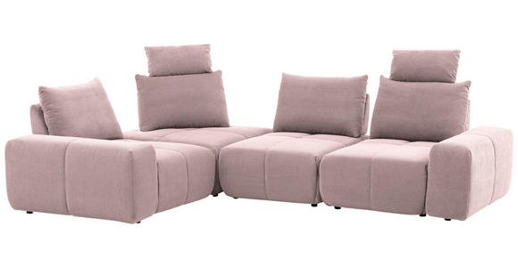 ECKSOFA in Velours Altrosa  - Schwarz/Altrosa, Design, Kunststoff/Textil (236/326cm) - Xora