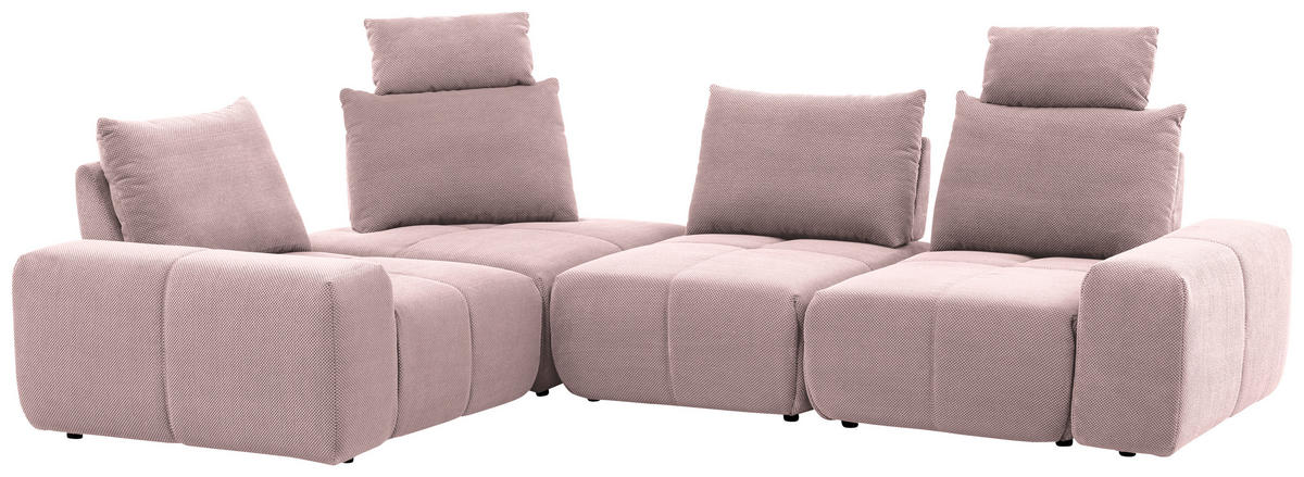 ECKSOFA in Velours Altrosa  - Schwarz/Altrosa, Design, Kunststoff/Textil (236/326cm) - Xora