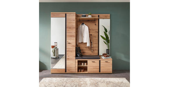 GARDEROBENPANEEL  in 120/154/32 cm  - Eichefarben, Natur, Glas/Holzwerkstoff (120/154/32cm) - Linea Natura