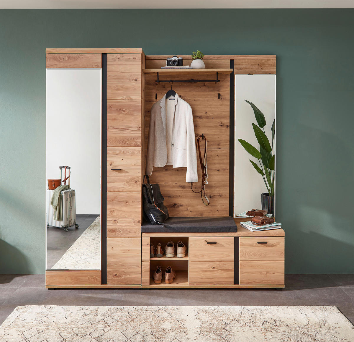 GARDEROBNA KLOP barve hrasta, barve jesena - barve jesena/črna, Natur, kovina/umetna masa (120/49/40cm) - Linea Natura