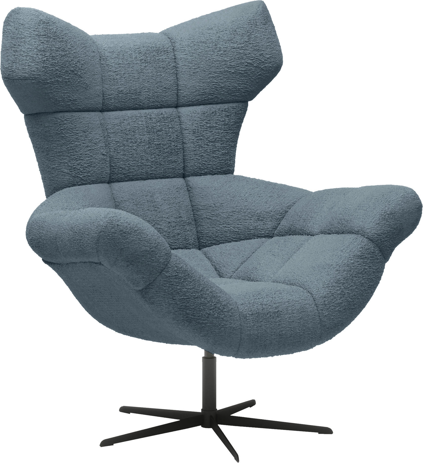 OHRENSESSEL Chenille Blau  - Blau/Schwarz, Design, Textil/Metall (103/119/84cm) - home24