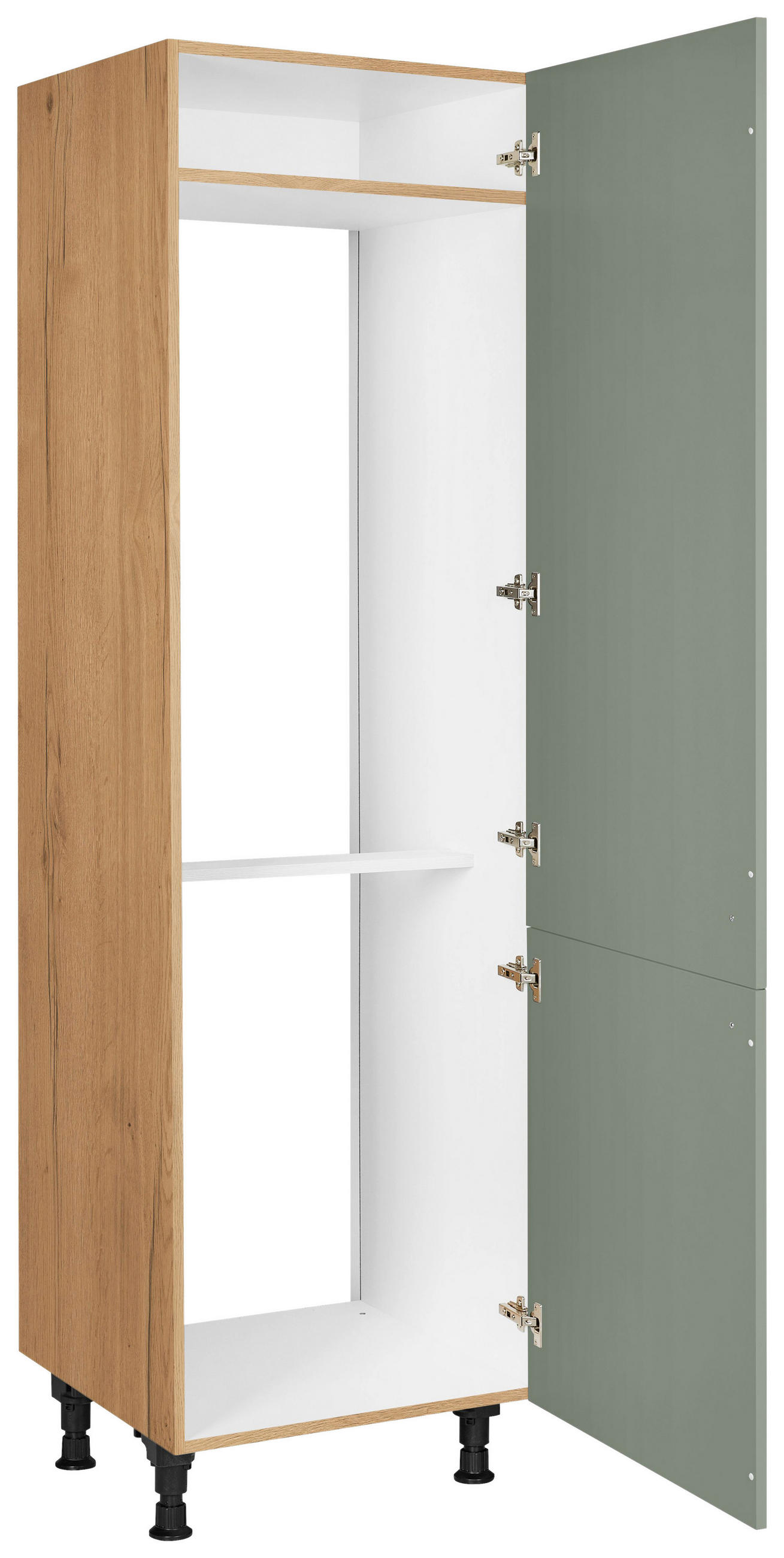 GERÄTEUMBAUSCHRANK 60/216,6/58 cm  in Grün  - Edelstahlfarben/Eichefarben, MODERN, Holzwerkstoff/Metall (60/216,6/58cm) - Nobilia