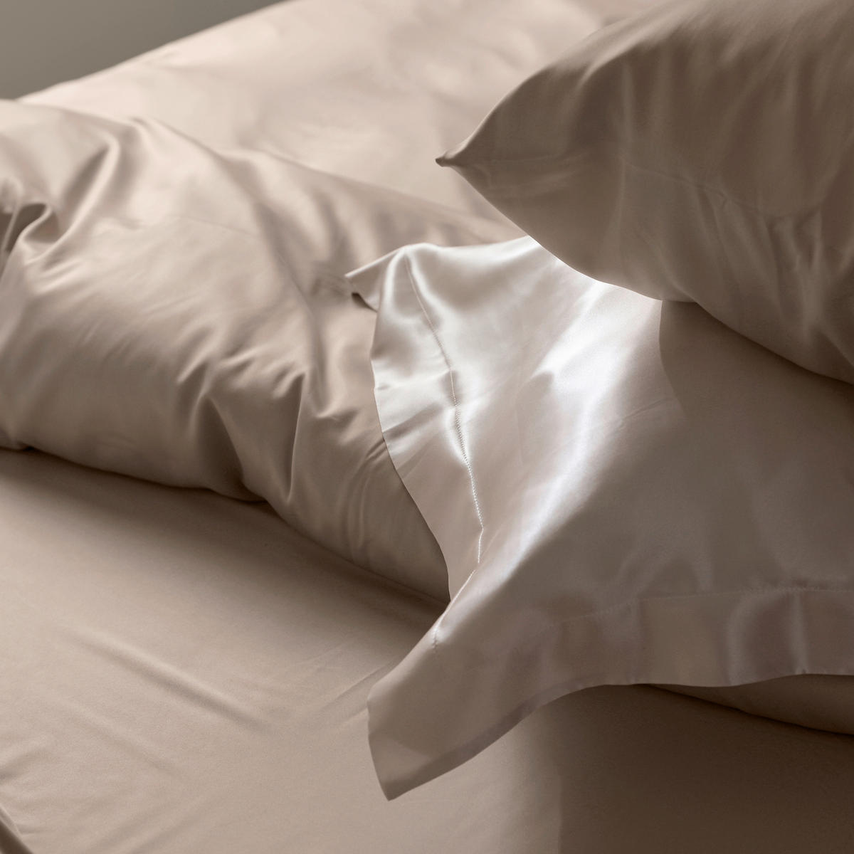BETTWÄSCHE ELLA Satin 155/220 cm  - Cappuccino, Basics, Textil (155/220cm)