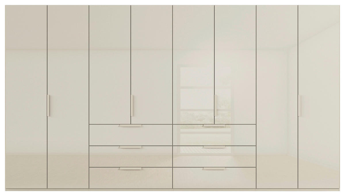 DREHTÜRENSCHRANK 400/223/61 cm,  in Champagner, 8-türig  - Champagner, Basics, Glas/Holzwerkstoff (400/223/61cm) - Novel