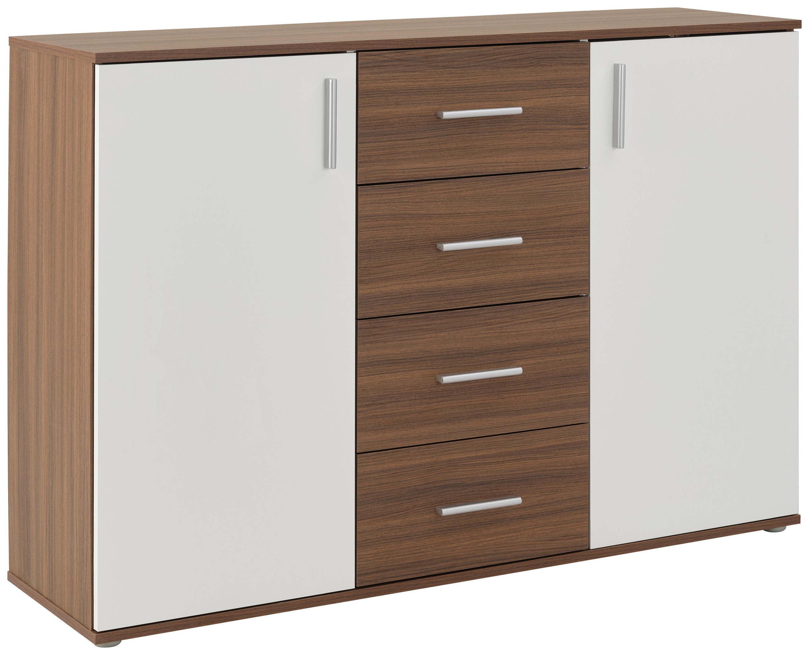 Kommode mit Schubladen 132 cm Ina 03 Nussoptik/Weiss