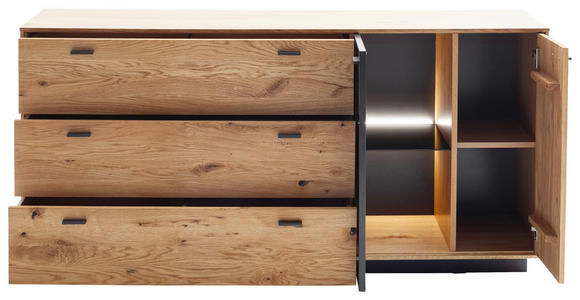 SIDEBOARD Anthrazit, Eichefarben  179/86/44 cm  - Eichefarben/Anthrazit, Natur, Glas/Holz (179/86/44cm) - Linea Natura