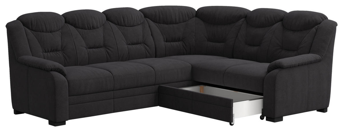ECKSOFA in Chenille Schwarz  263/211 cm  - Schwarz, Basics, Kunststoff/Textil (263/211cm) - MID.YOU