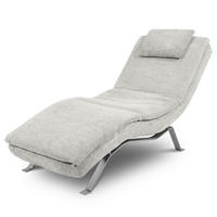 RELAXLIEGE Bouclé Hellgrau  - Silberfarben/Hellgrau, Design, Textil/Metall (65/95/171cm) - Celina Home