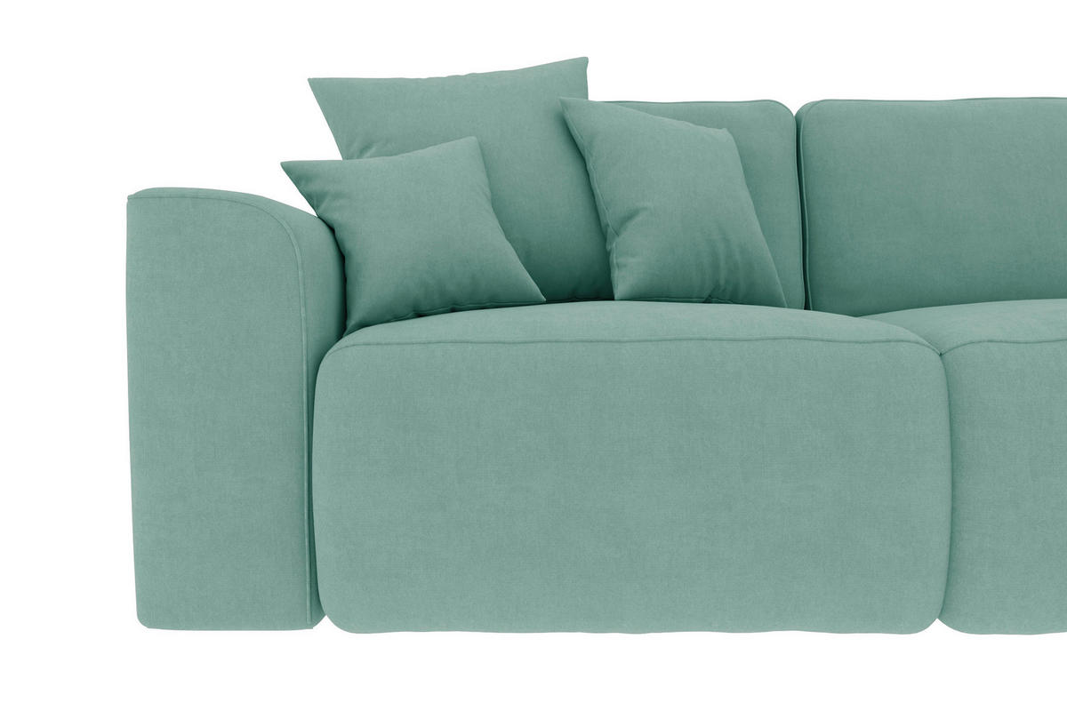 ECKSOFA Mintgrün Velours  - Chromfarben/Mintgrün, KONVENTIONELL, Kunststoff/Textil (293/195cm) - Carryhome