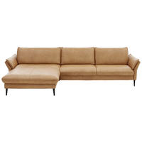 ECKSOFA Dunkelgelb Echtleder  - Dunkelgelb/Schwarz, Design, Leder/Metall (172/334cm) - Hukla