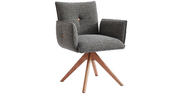 ARMLEHNSTUHL in Webstoff - Eichefarben/Grün, Design, Holz/Textil (63/63/82cm) - Novel