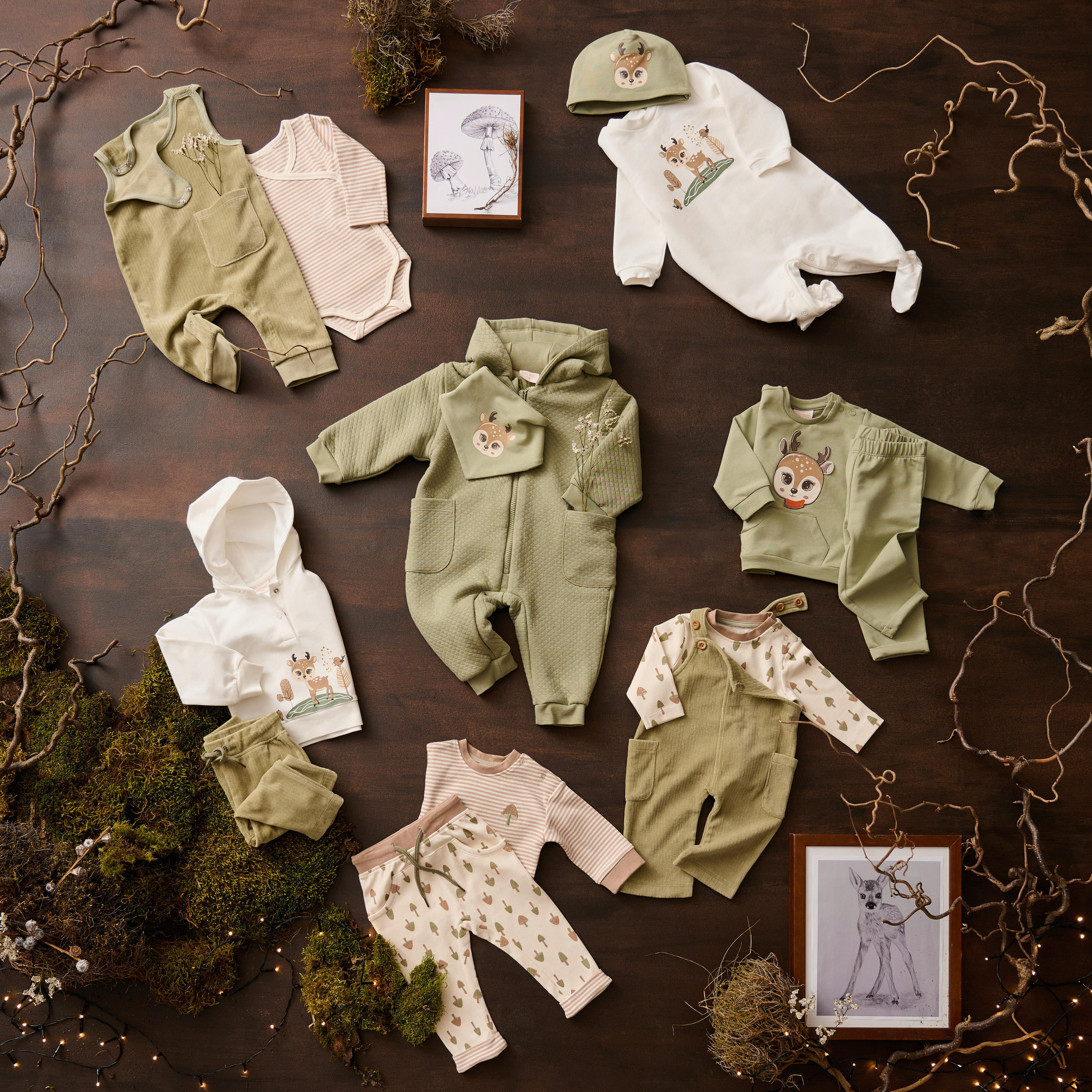 LATZHOSE FOREST ANIMALS  - Grün, Basics, Textil (86null) - Patinio