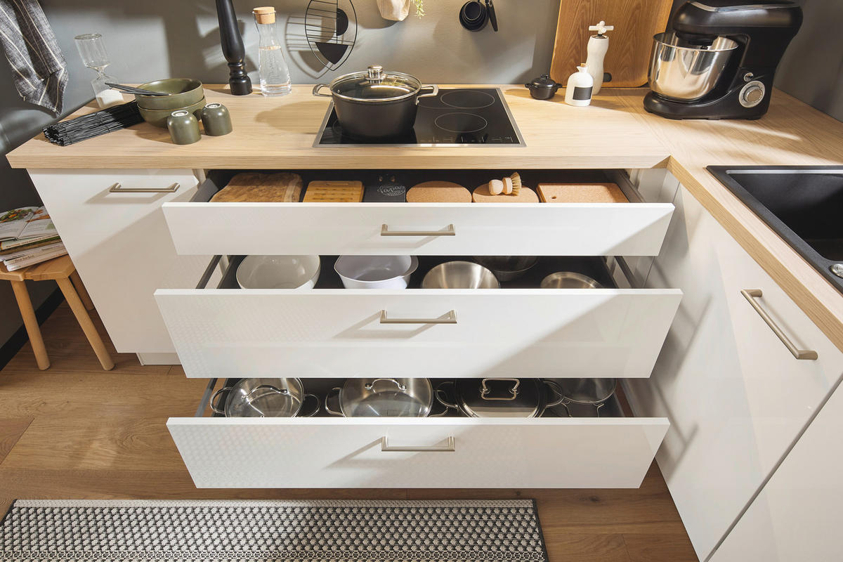 EINBAUKÜCHE   - Weiss, Design, Holzwerkstoff - Celina