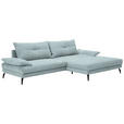 ECKSOFA in Flachgewebe Hellblau  - Schwarz/Hellblau, KONVENTIONELL, Textil/Metall (294/176cm) - Carryhome