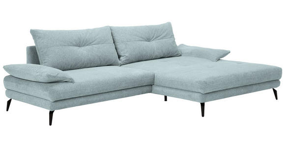 ECKSOFA in Flachgewebe Hellblau  - Schwarz/Hellblau, KONVENTIONELL, Textil/Metall (294/176cm) - Carryhome