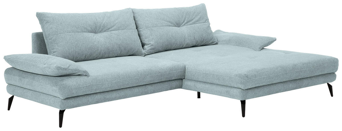 HÖRNSOFFA i flatväv ljusblå  - ljusblå/svart, Klassisk, metall/textil (294/176cm) - MID.YOU