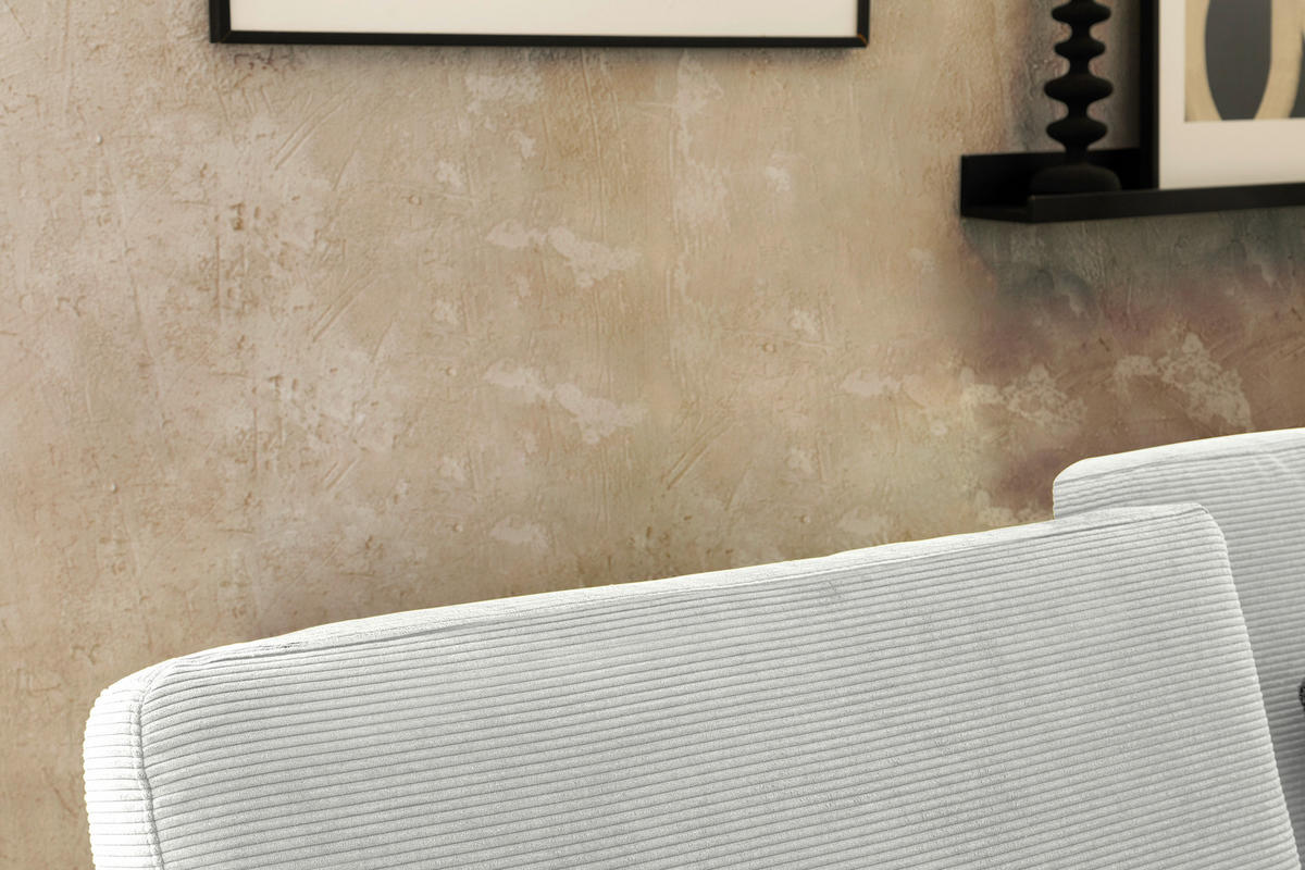 ECKSOFA in Cord Hellgrau  - Hellgrau/Schwarz, Design, Textil/Metall (298/185cm) - Pure Home Lifestyle